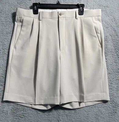 Pantalones Cortos de Golf Alan River Para Hombre Talla 38 Plisados Frontales Bermudas Caqui Beige Foto 1 de 4