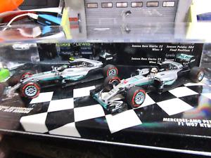 F1  SET Doppelset MERCEDES AMG Petronas W07 Rosberg & Hamilton Minichamps 1:43