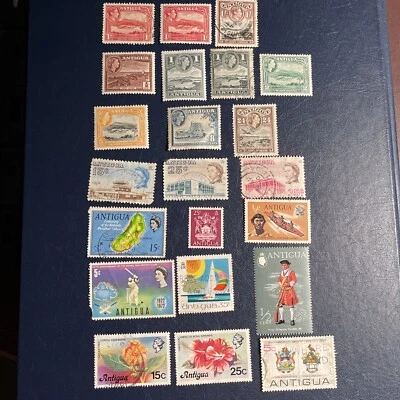 ANTIGUA 1938-1976 Select Mix 22 Stamps,11 Mints,11 Used, See Photos - Image 1 of 4