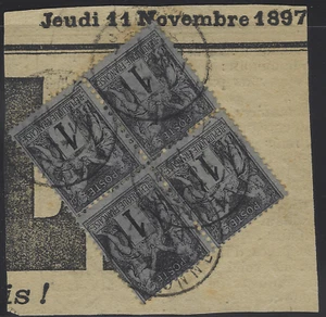 TYPO-02-1-1 Stempel T84 von Joigny (Yonne) auf Zeitungsfragment auf Nr. 83 * 4 - Bild 1 von 1