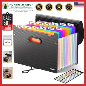 12 Pocket Expanding File Folders Accordion File Organizer Storage Box Portable - Picture 1 of 9
