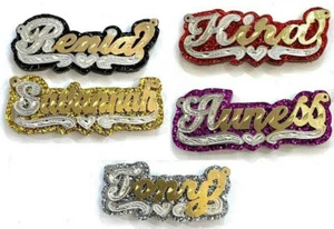 Personalized 14k gold overlay Name Necklace Glitter color onyx /two ton - Picture 1 of 6