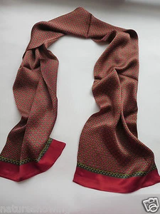 Men's 100 Mulberry Silk Scarf Cravat Double Layer Long Neckerchief Circle Red - Picture 1 of 5