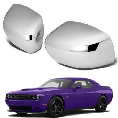 Fit 2008 2009 2010 2011-2021 Dodge Challenger CHROME Mirror Covers Overlays - Image 1 of 2