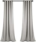 PAIR of Lush Decor Light Gray Curtains Grommet Panel, Insulated Blackout 52"x95"