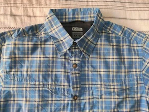 Columbia Titanium Omni-Dry Vented Fishing Hiking Shirt Mens Large Blue Nylon - Picture 1 of 16