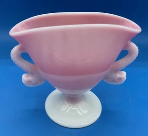 VINTAGE FENTON ROSALENE FAN VASE WITH DOLPHIN HANDLES - Picture 1 of 12