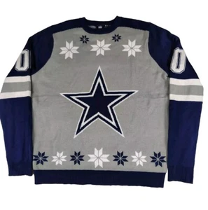 Dallas Cowboys Christmas Sweater XL Gray & Blue Stars NFL Team Apparel Ugly - Picture 1 of 15