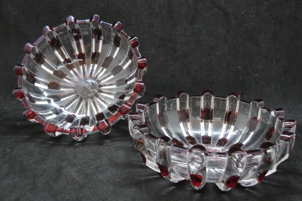 EAPG Columbia Glass Co's 2 Ruby Stained Broken Column Sauces - Image 1 of 1