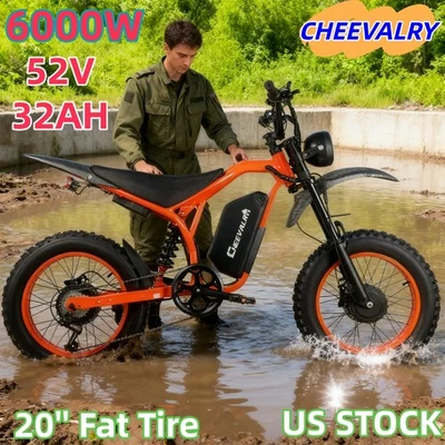Bicicleta Eléctrica Motocicleta de Montaña 52V 32AH Batería 6000W Motor 60MPH E-bike Foto 1 de 4