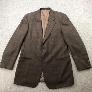 Hugo Boss Blazer Mens 44L Brown Windowpane Wool Cashmere Saks Fifth Avenue - Picture 1 of 16