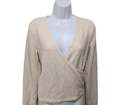 NWT Aerie Knit Wrap Pullover Sweater Womens L 90s Y2K Classic Long Sleeve #750 - Image 1 of 4