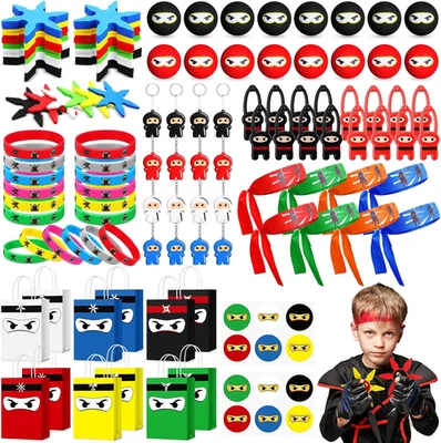 12 Guests 96 Pcs Ninja Party Favors Include Ninja Paper Bags Bouncy Balls Throwi - Image 1 of 4