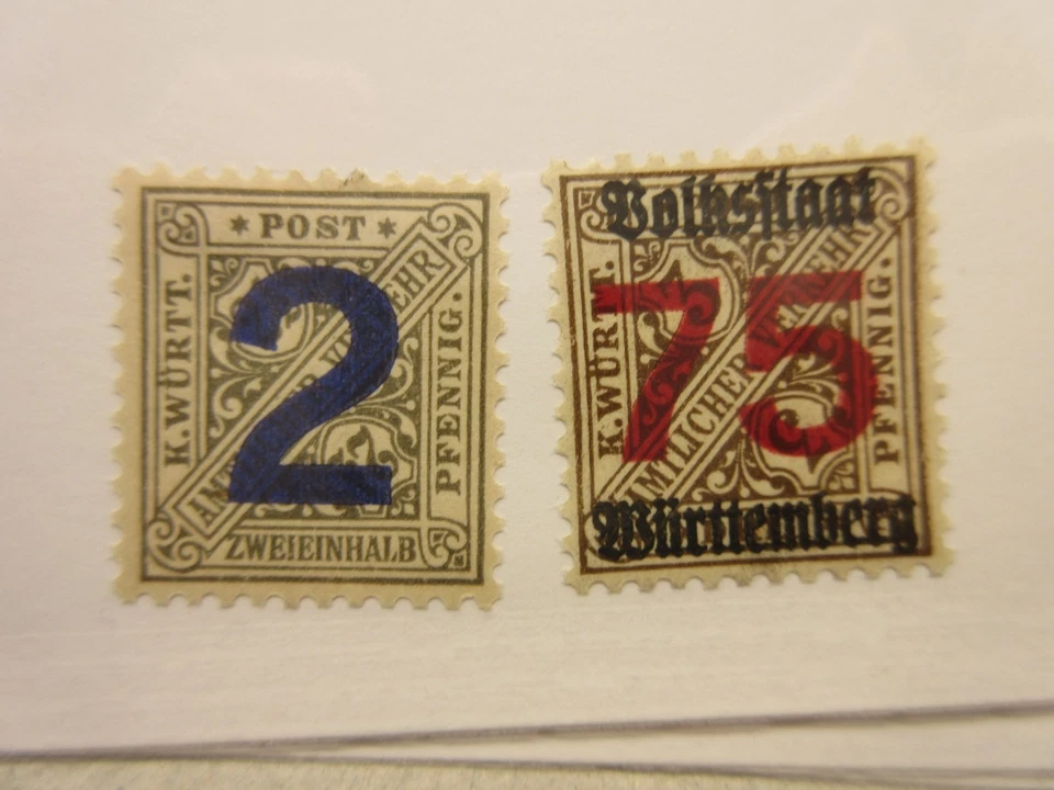 WURTTEMBERG, Scott: O149, O164, MINT HINGED, Lot25, Cat $2.85 - Image 1 of 1