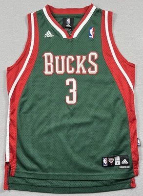 Camiseta deportiva juvenil grande verde de los Milwaukee Bucks baloncesto de la NBA Brandon Jennings Adidas Foto 1 de 4