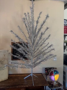 Vintage MCM Aluminum Christmas Tree 6ft With Stand 42 branches w/light - Picture 1 of 10