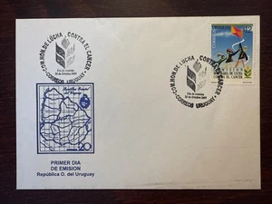 URUGUAY FDC COVER 2001 YEAR ONCOLOGY CANCER HEALTH MEDICINE STAMPS - Picture 1 of 1