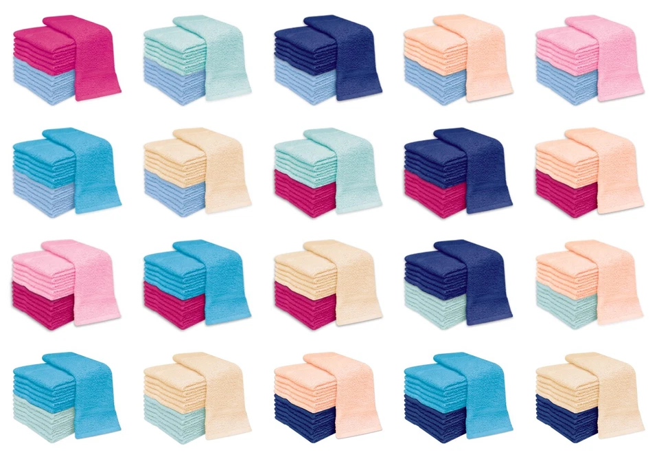 Pack of 12 Face Cloth Towels 100% Cotton Flannels Wash Cloths 400 Gsm - Image 1 of 1