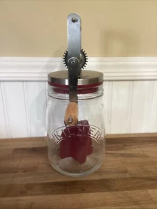 Kilner Butter Churn Mixer One Quart Glass Jar with Wooden Handle Light Use - Picture 1 of 7