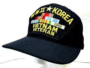 Eagle Crest WWII/Korea/Vietnam Veteran Service Medal Snap Back Cap Made USA - Picture 1 of 6