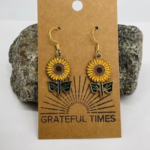 Sonnenblume Ohrringe Emaille Schmuck Geschenk Mädchen Retro Style Y2K Sommer Charm Blume - Bild 1 von 5