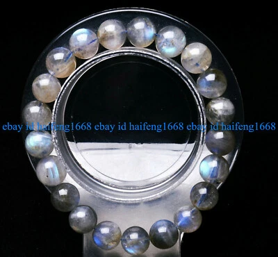 Echte 10mm Natürlich Labradorit Regenbogenlicht Edelstein Perlen Armband - Bild 1 von 4