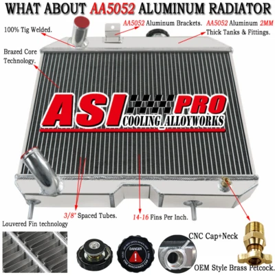 CC5241 3-Row Radiator Fit 1941-1952 49 Ford GPW/ Jeep Willys MB CJ-2A M38 L4 L6 - Imagem 1 de 4