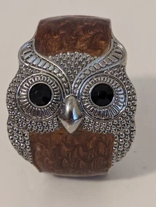 Damen Schimmer Braun Silber Eule Armreif Armband Federverschluss - Einheitsgröße - Bild 1 von 4