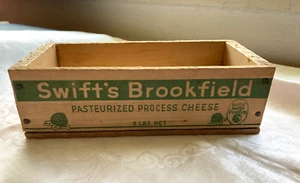 Vintage Swift's Brookfield American Cheese Wooden Box Dairy Advertising Chicago - Picture 1 of 13