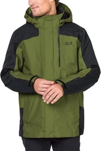 Jack Wolfskin Viking Sky Men's 3-in-1 Waterproof Jacket, Green RRP £220.00 CA334 - Picture 1 of 9