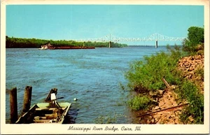 Postcard Mississippi River Bridge Cairo Ill From Bairds Point Vintage Unposted - Picture 1 of 2
