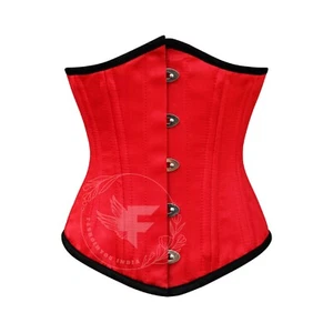 Cinturón de corsé para mujer Gaillardia rojo satinado debajo del busto de acero huesos de cintura - Imagen 1 de 8