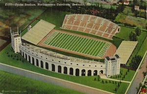 Postal IL Evanston Northwestern University Dyche Stadium Fútbol 1954 Lino - Imagen 1 de 2