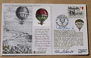 1ST AERIAL CROSSING OF ENGLISH CHANNEL 1985 COVER SIGNED BY VC WINNER IAN FRASER - Picture 1 of 3