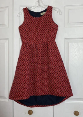 Vestido Anthropologie Lili Wang para Lili's Armario Talla 0 Rojo Geojacquard Alto Bajo Foto 1 de 4