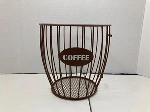 Cesta de alambre colgante de café de metal - marrón con letras blancas - Imagen 1 de 2