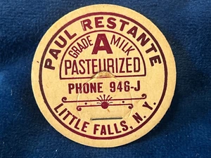 Vintage Paul Restante Dairy Milk Bottle Cap Little Falls, N.Y. - Picture 1 of 2