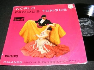 WORLD FAMOUS TANGOS Malando & His Tango Orchestra PHILIPS Made in Holland 50s LP - Picture 1 of 1
