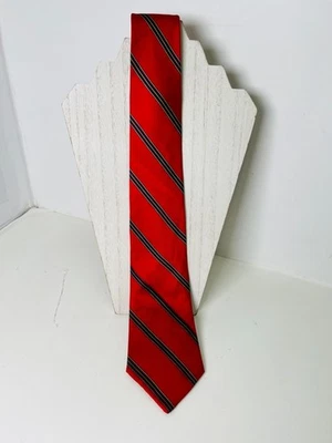 Oakton Ltd Men's Fashion Tie 100% Tricel Red Striped Tie 56" Long - Image 1 of 4