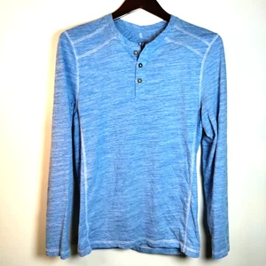 BKE Herren S Blau Langarm Henley Pullover Shirt Sport Freizeit Reise Resort - Bild 1 von 10
