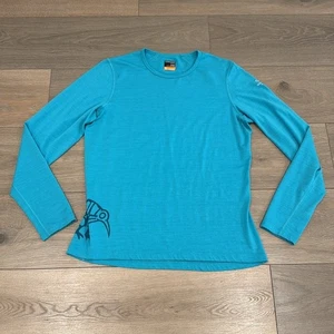 ICEBREAKER Teal Blue Merino 200 Long Sleeve Crew Thermal Top T-Shirt Size XL - Picture 1 of 11