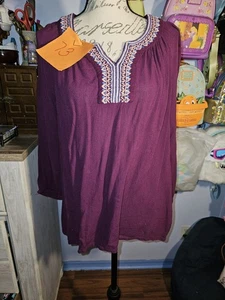St. Johns Bay lila Bohemian Bluse Größe XL Hippie - Bild 1 von 9