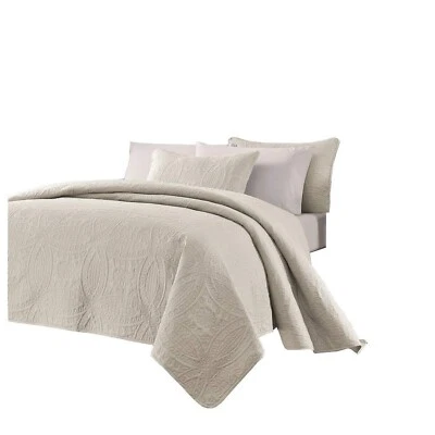 Chezmoi Collection Austin 3-Piece Oversized Bedspread Coverlet Set (Queen, Iv... - Image 1 of 2