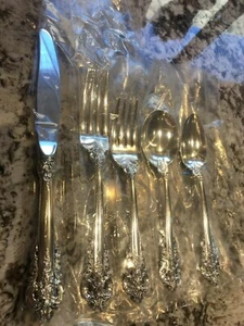 PRO POLISHED WALLACE 5PC GRANDE BAROQUE PLACE SETTING GRAND STERLING SILVER SET - Picture 1 of 9