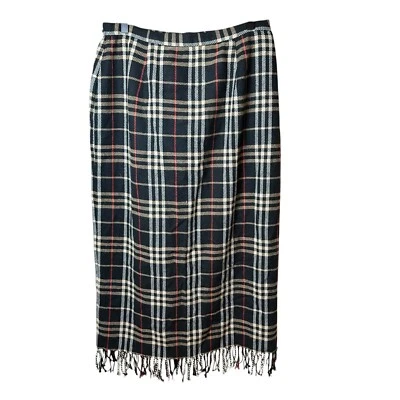 Saia Midi Briggs New York Xadrez Franja 14 | Mistura de Lã Tartan | Dark Academia - Imagem 1 de 4