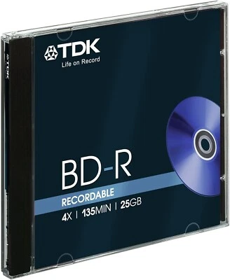 TDK BD-R 4x 25GB 135min Blu-ray Disc Jewel Case Single - Image 1 of 2