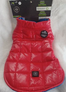 Silver Paw Quilted Reversable Puffer Jacket Coat Red/Blue Odor Eliminator SM/Med - Picture 1 of 4