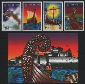 Isla de Man 1998 - Mi-Nr. 753-756 y Bloque 32 ** - Estampillada sin montar o nunca montada - Barco vikingo - Imagen 1 de 1
