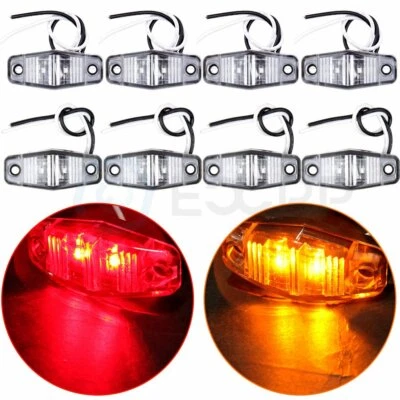 8pcs 2.5'' Amber Red LED Side Marker Clearance Light RV Trailer Truck Universal - Image 1 of 4