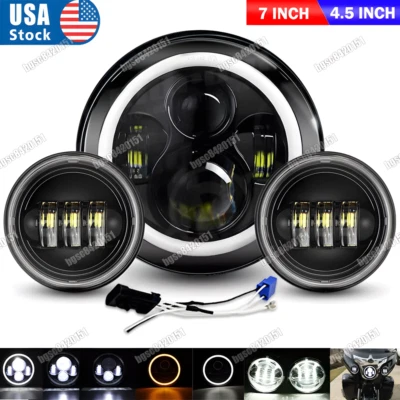 Faro LED clásico de 7" para Harley Davidson Electra Glide + luces de paso de 4,5" Foto 1 de 4